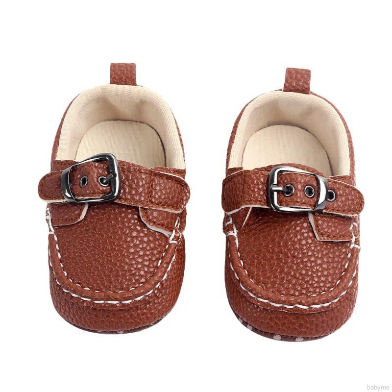♕ babyme ღ Baby Boy Toddler Infant First Walkers Soft Sole Non-Slip PU Shoes