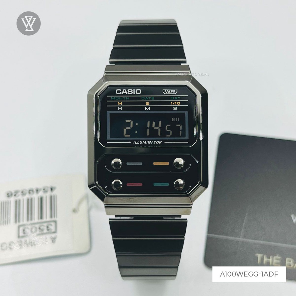 Đồng Hồ Casio WATCHSTORE A100WEGG-1ADF Mặt Kính Khoáng 32.5mm Phong Cách Trẻ trung, Cá Tính , Classic Cổ Điển