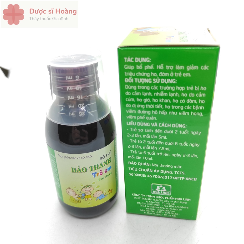 Siro Bổ Phế Bảo Thanh Trẻ Em - Chai 100ml