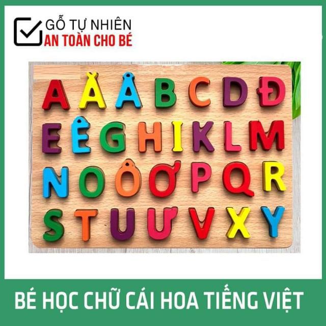 Bảng học chữ cái bằng gỗ nổi Tiếng Việt 30x22cm cho bé