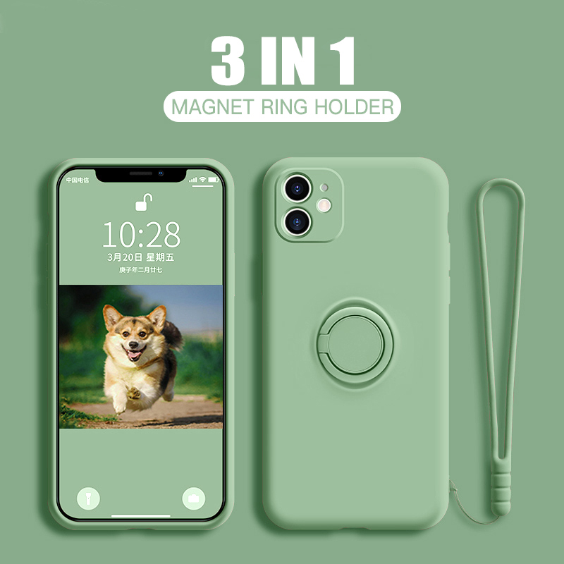 Ốp điện thoại có đế đỡ từ tính màu trơn cho iphone 12 Pro Max Mini 11 11 Pro 11 Pro Max Xs Xr Xs Max X 7 8 Plus