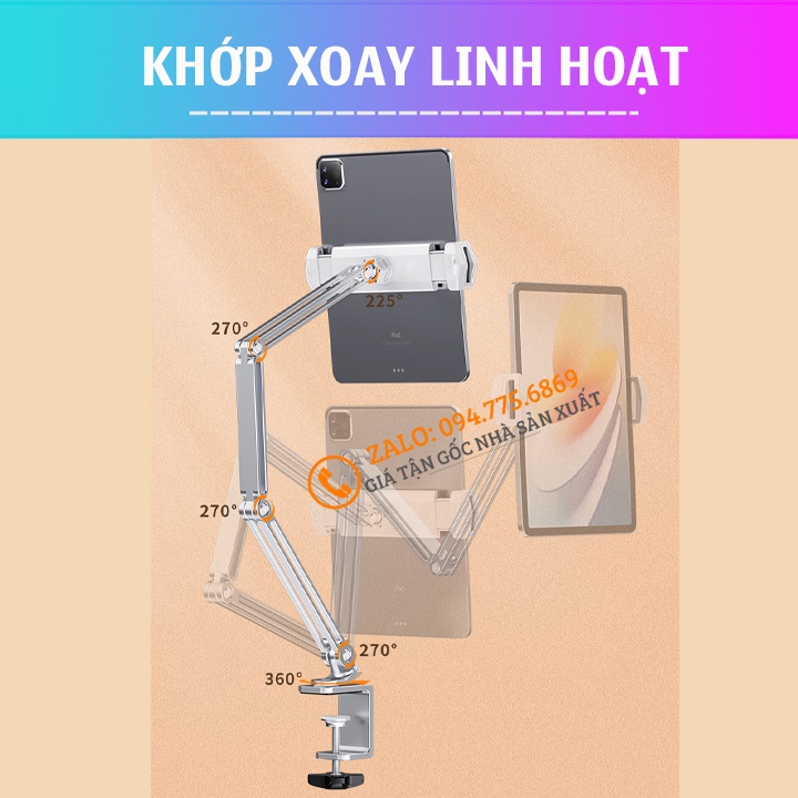#P67 - Tay Arm nâng, tay nâng máy tính bảng ErgoTek I-99 / I-89 Kiêm giá đỡ kẹp giữ Điện thoại - Kindle  P60 Plus