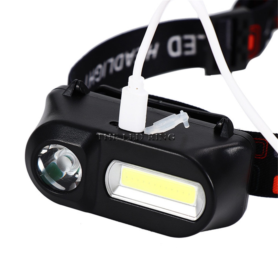 Đèn pha LED Đèn pha siêu sáng 6 chế độ XPE + COB Ngoài trời USB chống nước có thể sạc lại Pin 18650 Đèn pin cắm trại Đèn cắm trại