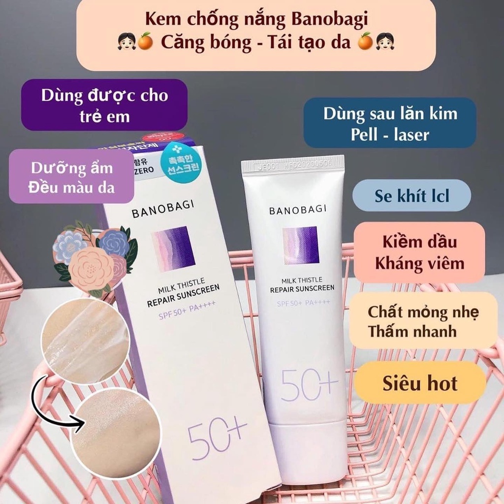 Bộ đôi Kem chống nắng BANOBAGI cho da nhạy cảm REPAIR SUNSCREEN SPF 50+ PA++++ 50ml