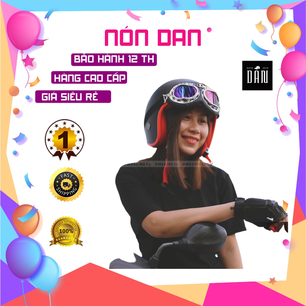 Mũ bảo hiểm 3 phần 4 nhiều màu, nón bảo hiểm 3 phần 4 nam nữ freesize