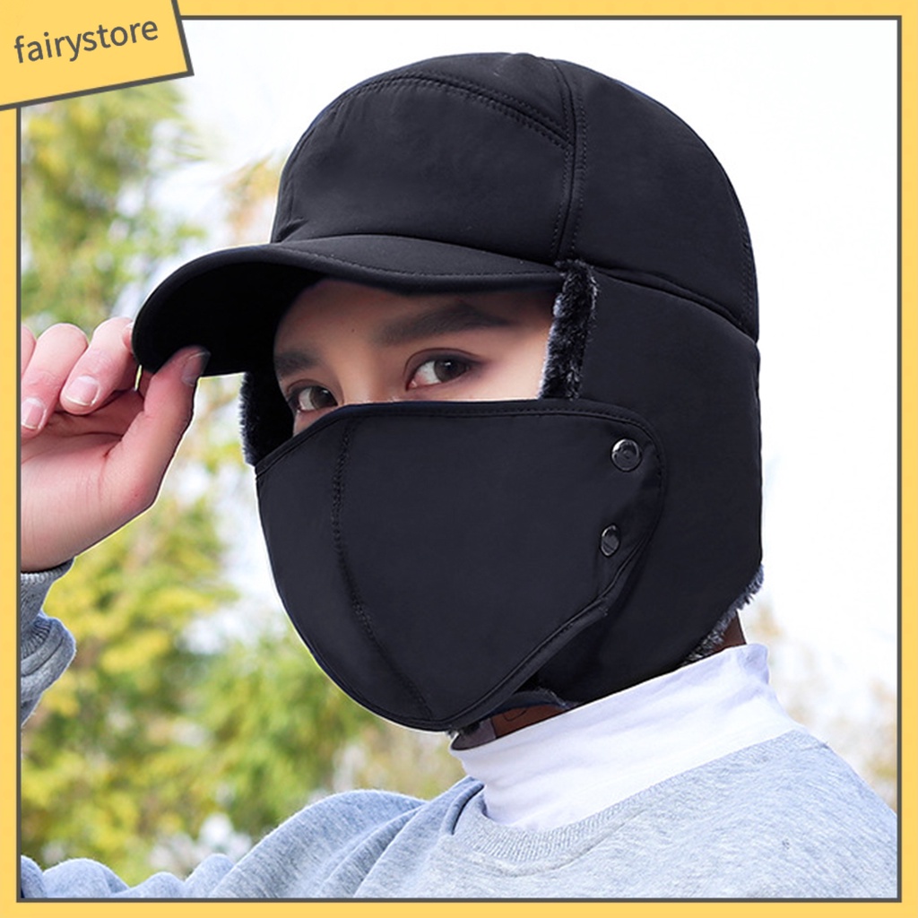 Mũ Lưỡi Trai Phủ Tai Kèm Khẩu Trang Giữ Ấm Cho Nam