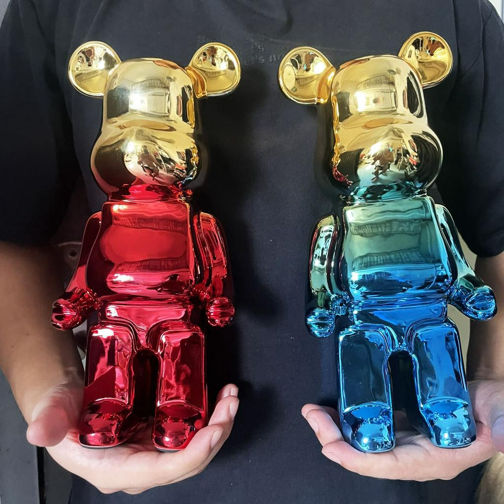 Mô hình bearbrick 28cm decor sang trọng - tượng bearbrick chất liệu gốm sơn tĩnh điện sáng bóng màu neon