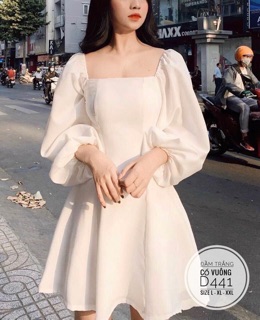 Bigsize Đầm trắng vuông D441