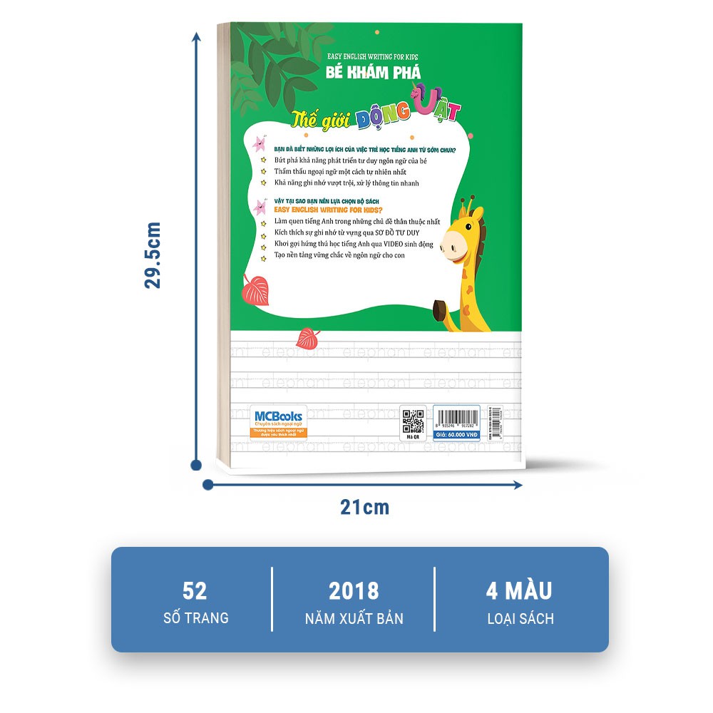 Sách Easy English Writing For Kids Bé Khám Phá Thế Giới Động Vật Tặng Kèm Video