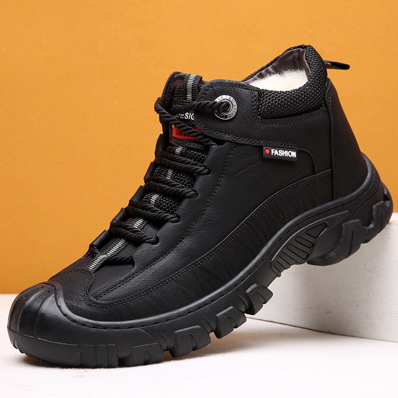 Giày bốt da đệm bông giữ ấm mùa đông thời trang dành cho nam 2021