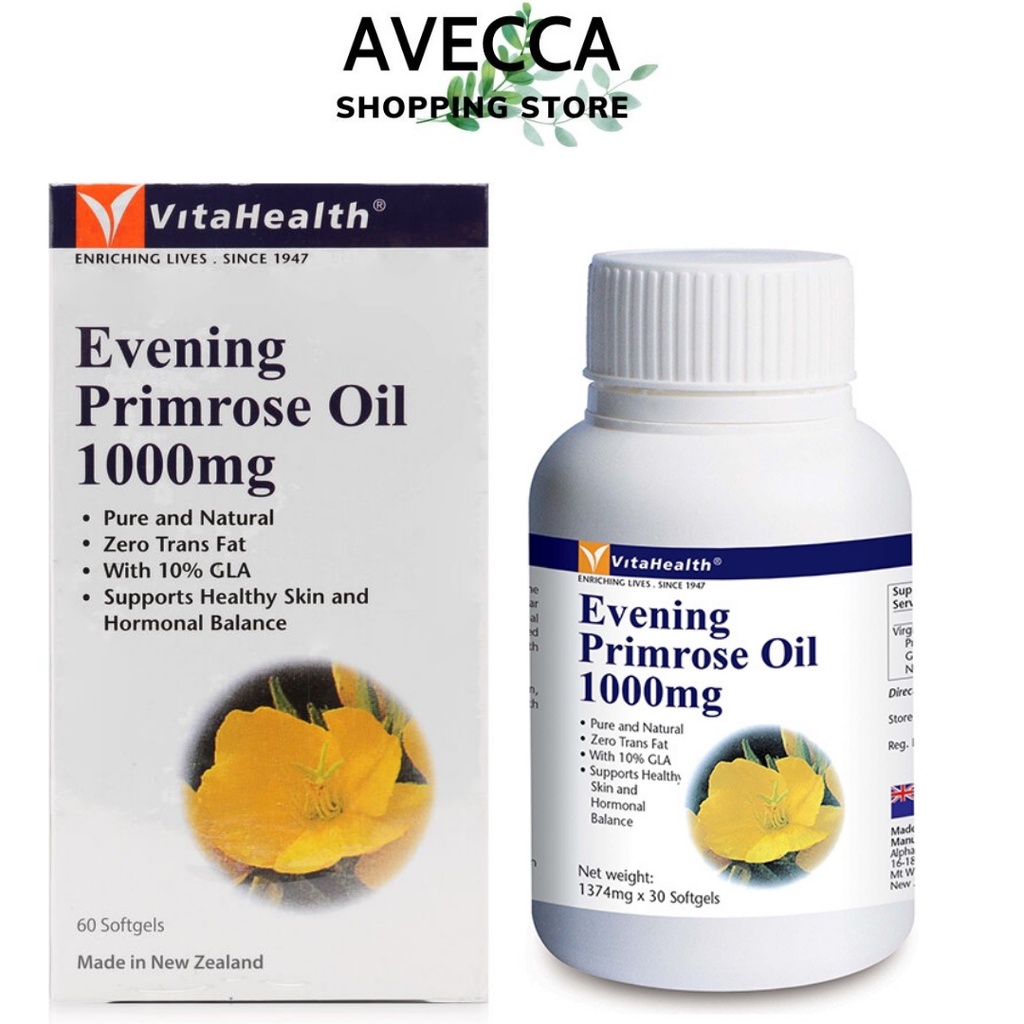 Viên Uống Đẹp Da Tinh Dầu Hoa Anh Thảo Vitahealth Evening Primrose Oil 1000Mg - Hộp 60 Viên