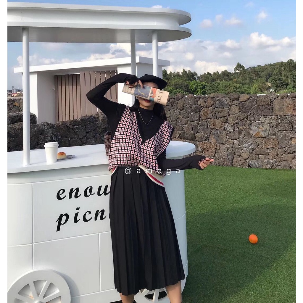 Áo len không tay cổ chữ V form rộng kiểu dáng mới | BigBuy360 - bigbuy360.vn