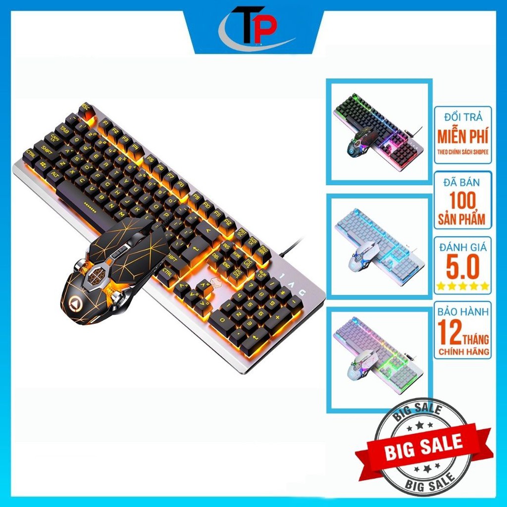 Bàn Phím Chuột Cơ, Chuyên Game, Bàn phím giả cơ Có đèn LED 7 màu - Cho máy tính, laptop - TP2