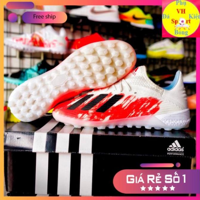 Giày đá bóng sân cỏ nhân tạo giá rẻ Adidas X 19.1 TF Trắng Cam l !! @