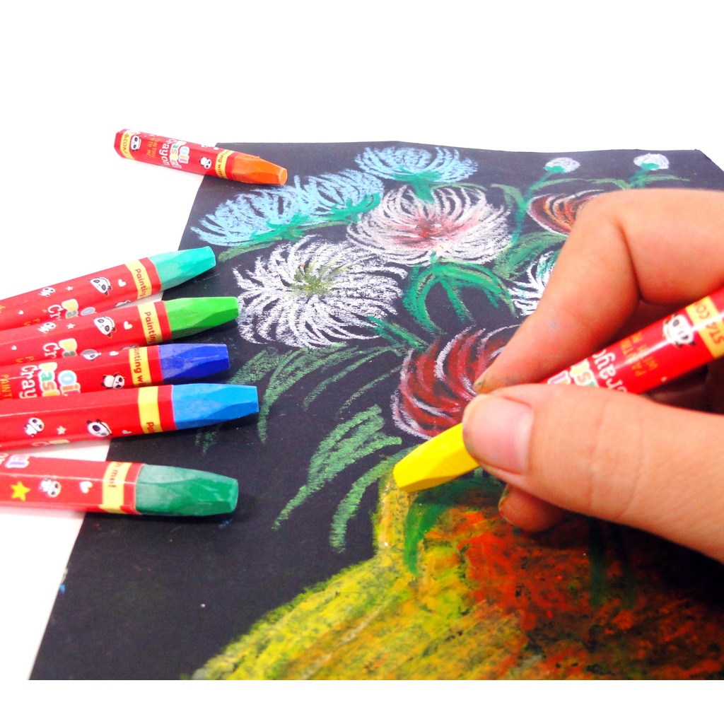 Bút Sáp Dầu STACOM Gấu Panda - 12 Màu/18 Màu/24 Màu