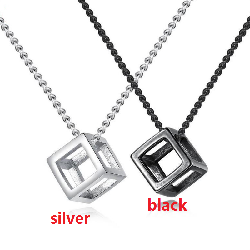 Vòng cổ Mặt Khối Lập Phương Ba Chiều Thời Trang Cổ Điển Dành Cho Nam