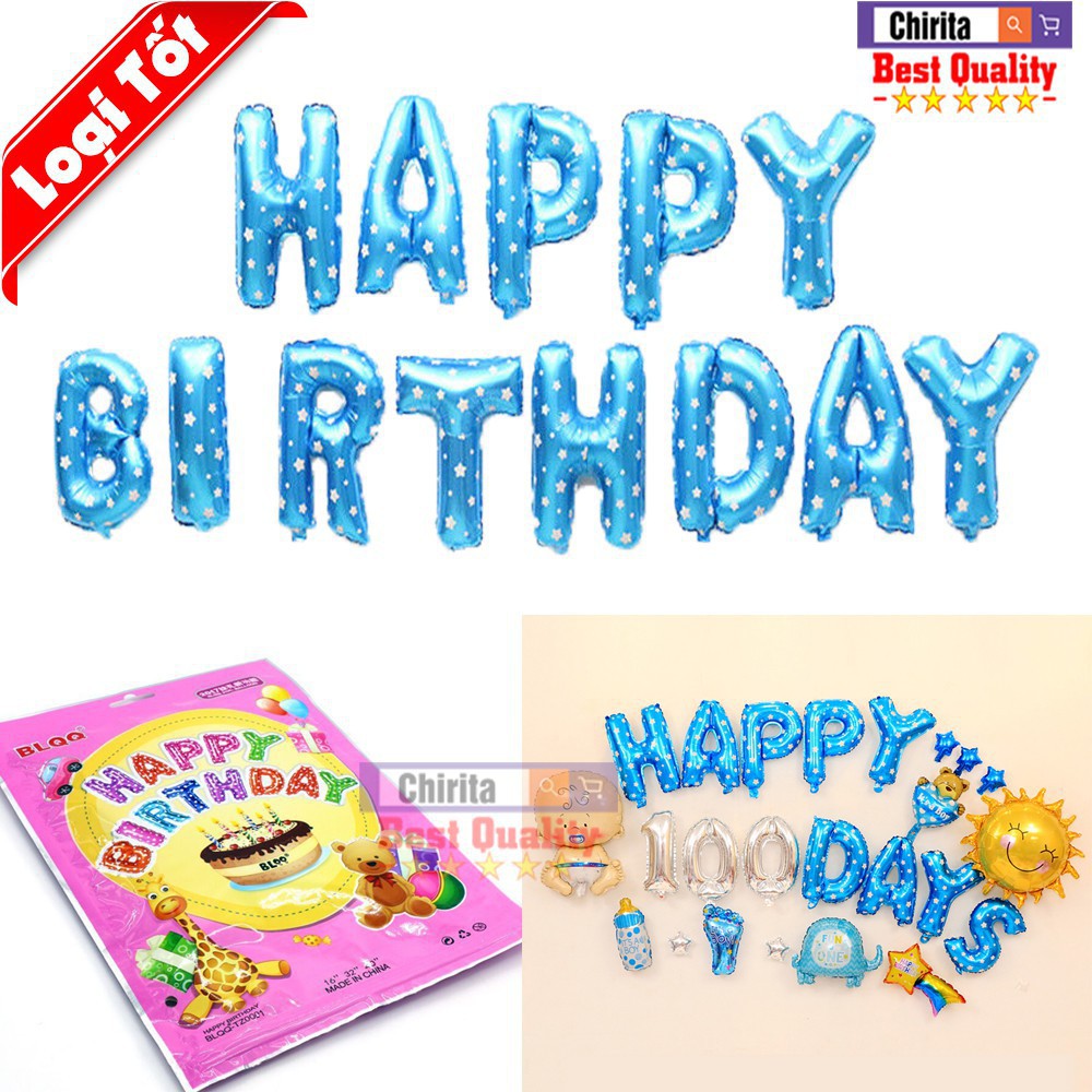 Bộ Bong Bóng Chữ Happy Birthday - Bóng Chữ Trang Trí Có Màu Chọn Lựa - BLQQ01