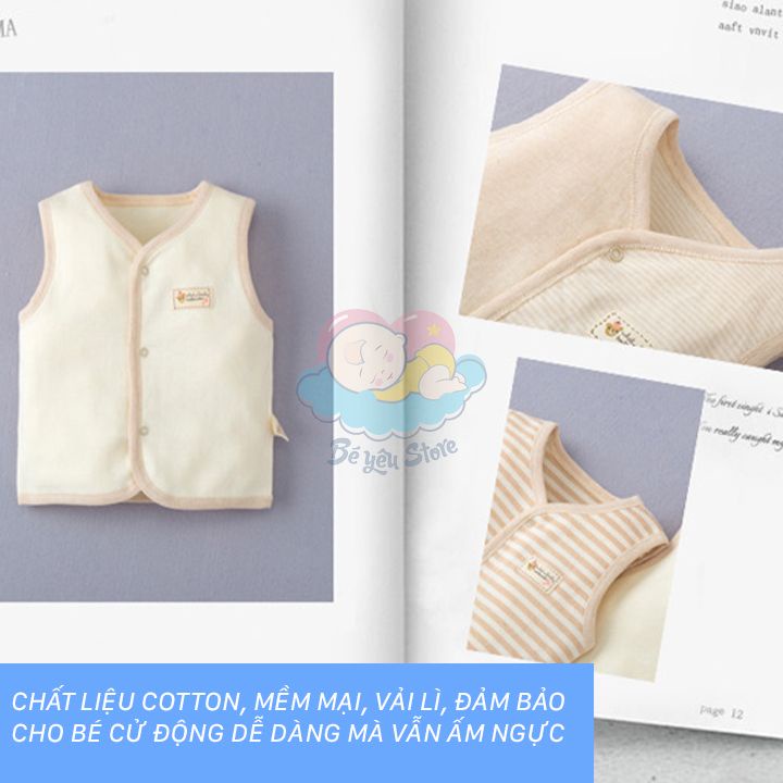 Áo gile cho bé sơ sinh với 2 lớp, giữ ấm cơ thể cho bé chất liệu Cotton (Áo cho bé trai, bé gái)