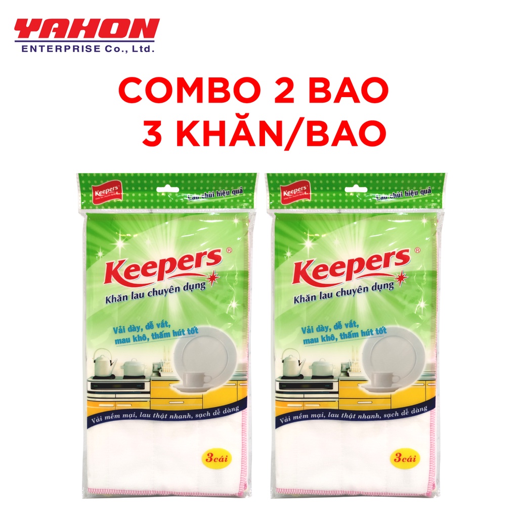 COMBO 2 BAO KHĂN LAU BẾP KEEPERS  ĐA NĂNG DÙNG CHO NHÀ BẾP 3 CÁI/BAO