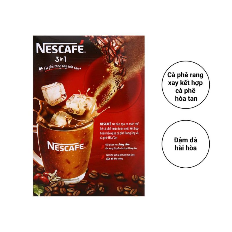 Hộp Nescafe 3 in 1 rang xay hoà tan đậm đà