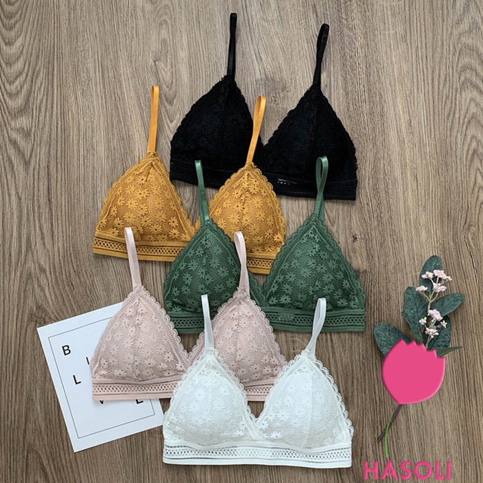 Áo Bra Ren Hoa Cúc Đệm Mỏng Không Gọng Cao Cấp AL41