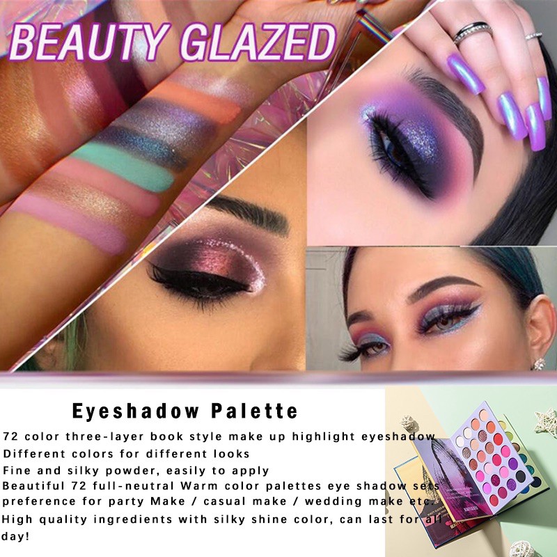 [Hàng mới về] Bảng phấn mắt Beauty Glazed 72 màu tông lì và ngọc trai thời trang chống thấm nước sành điệu cho nữ | BigBuy360 - bigbuy360.vn