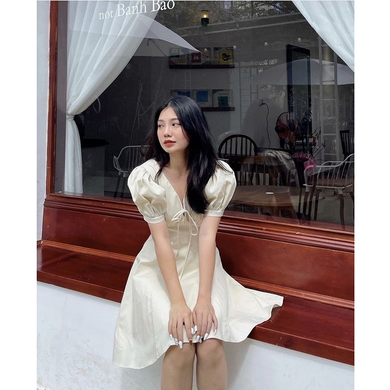 Đầm Trơn Tay Bồng Dáng Xòe Hàng Quảng Châu M110-Teen 888