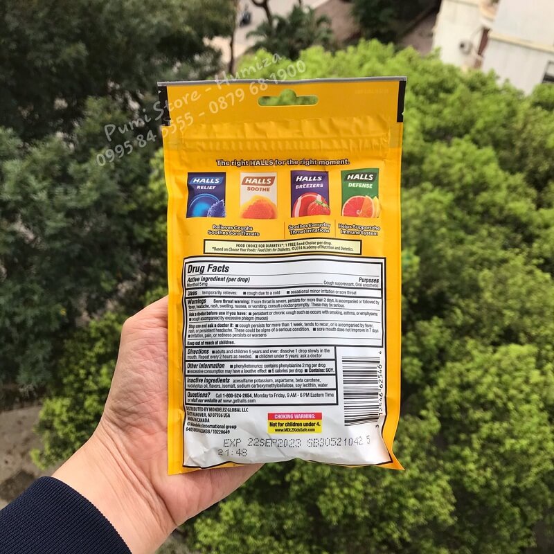 Kẹo Halls không đường nhập Mỹ