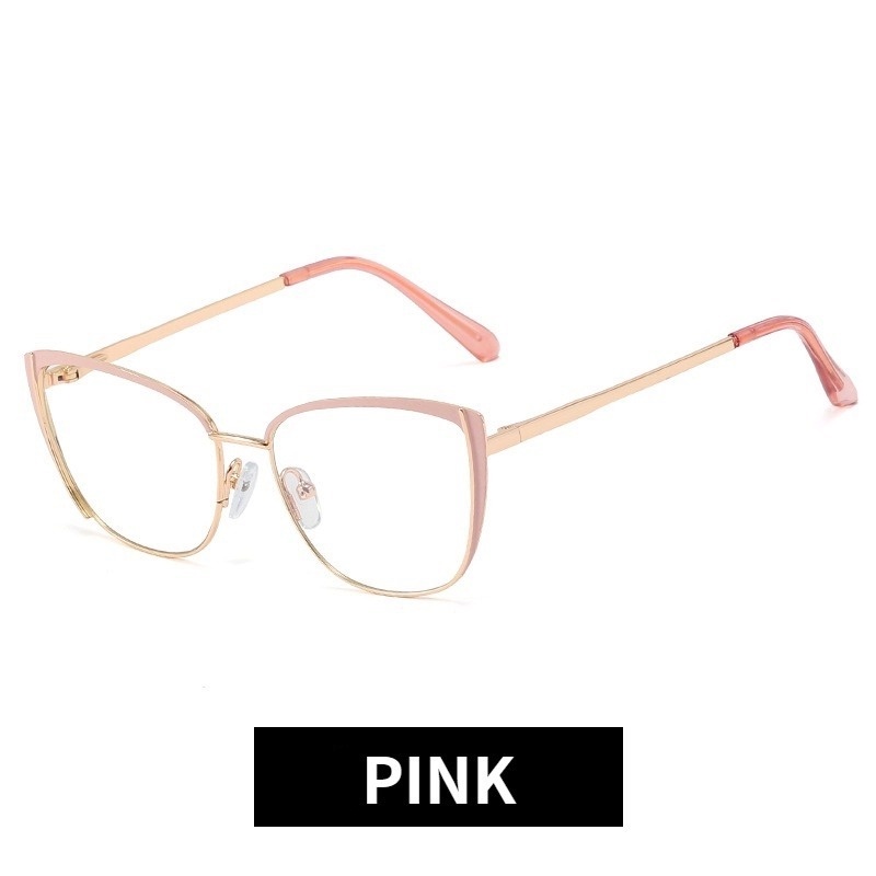 Mắt Kính Gọng Kim Loại Hình Mắt Mèo Chống Ánh Sáng Xanh Thời Trang Retro Phương Tây Cho Nữ