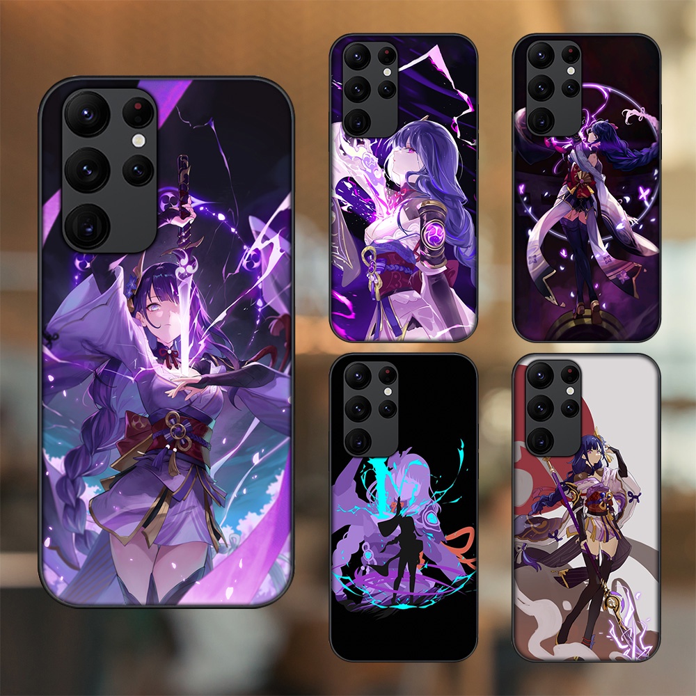 Ốp lưng Samsung S20 Ultra viền đen in hình Raiden Shogun Genshin Impact