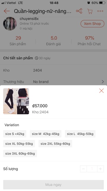 QUẦN LEGGING NÂNG MÔNG SOS DÀI