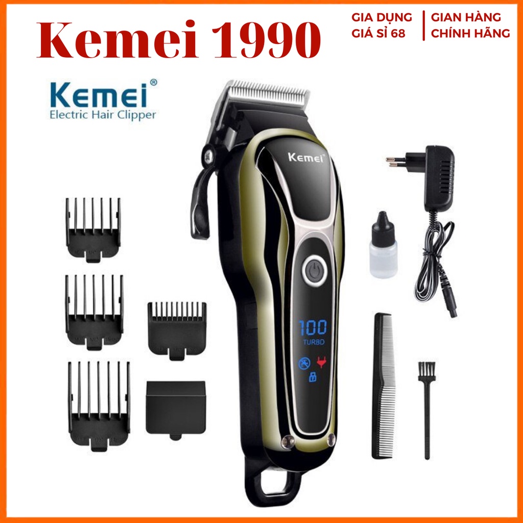 Tông Đơ Cắt Tóc Gia Đình Không Dây Chuyên Nghiệp Kemei KM-1990 - Hàng Nhập Khẩu