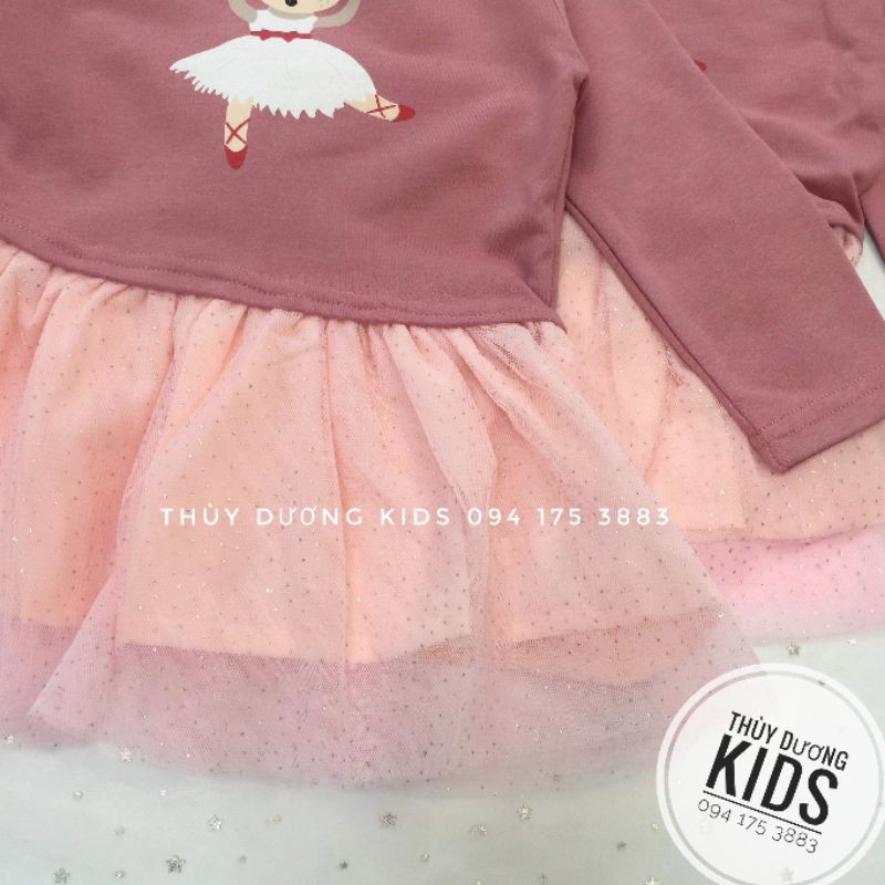 Váy nỉ Hm chân ren họa tiết tuần lộc múa balê dư xịn cho bé gái.