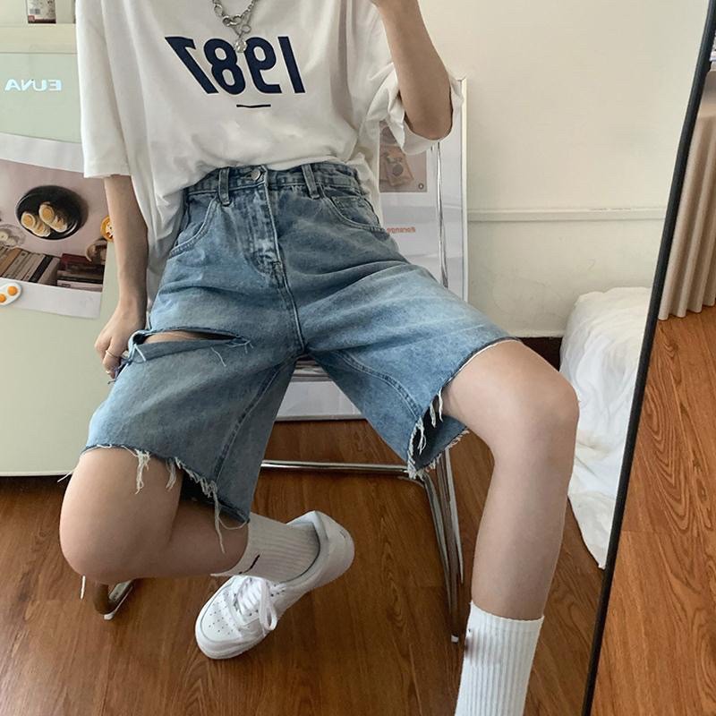 (Sẵn) Quần shorts Jeans rách dày dặn giá rẻ