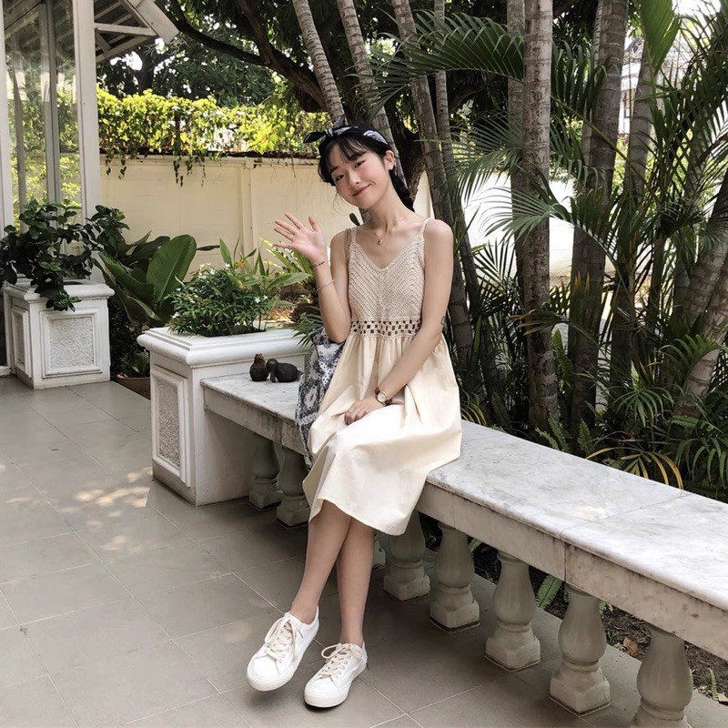 (Video) Váy hai dây đi biển vintage cổ điển dễ thương ulzzang Hàn Quốc [Yannie]