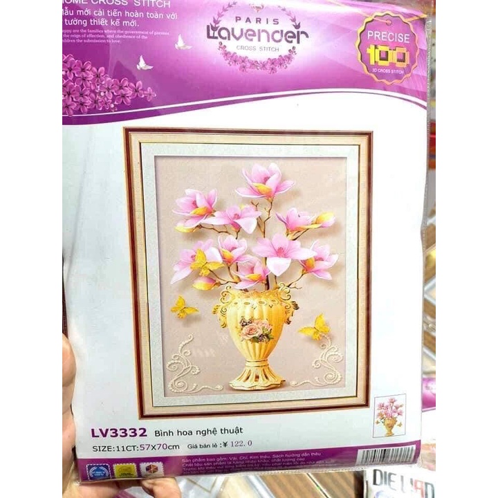 Tranh đính đá Bình Hoa Lan KT : 50x70cm (tranh chưa gắn đá)