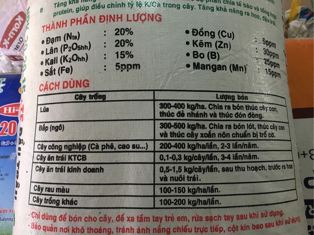 Phân bón Đầu Trâu NPK 20-20-15+TE, bổ sung dinh dưỡng mọi giai đoạn cây trồng (1kg)