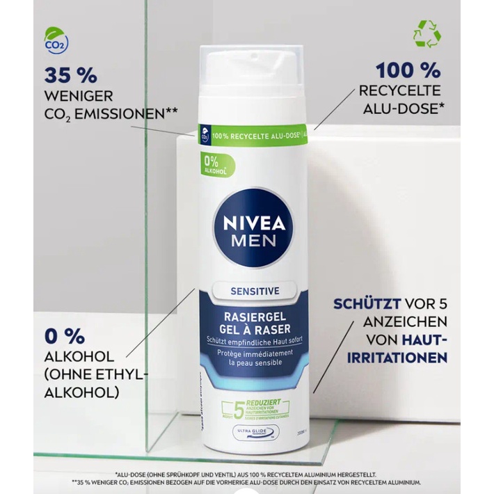 Bọt cạo râu Nivea Men Sensitive, Deep Control, Protect &amp; Care 200ML - Nội địa Đức