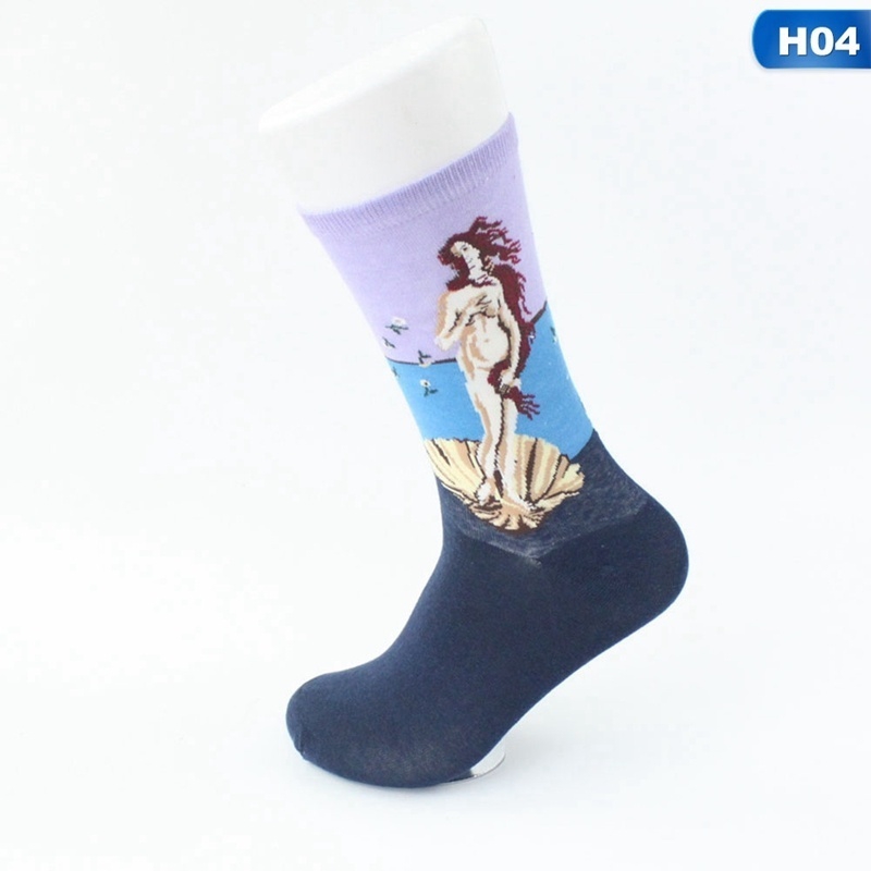 Tất cotton họa tiết Giáng Sinh/Mona Lisa độc đáo dành cho unisex