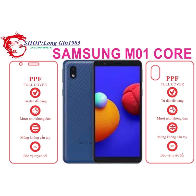 Samsung M01 Core miếng dán trong Ppf mặt sau và mặt trước chống va đập chống trầy xước