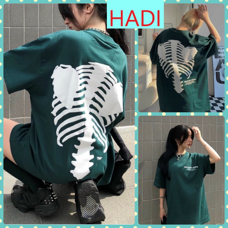 ÁO THUN NỮ FORM RỘNG TAY LỠ CAO CẤP IN BỘ XƯƠNG MÀU XANH DÀY DẶN MỀM MỊN CAO CẤP HADI THỜI TRANG TUNG BAY TRONG GIÓ