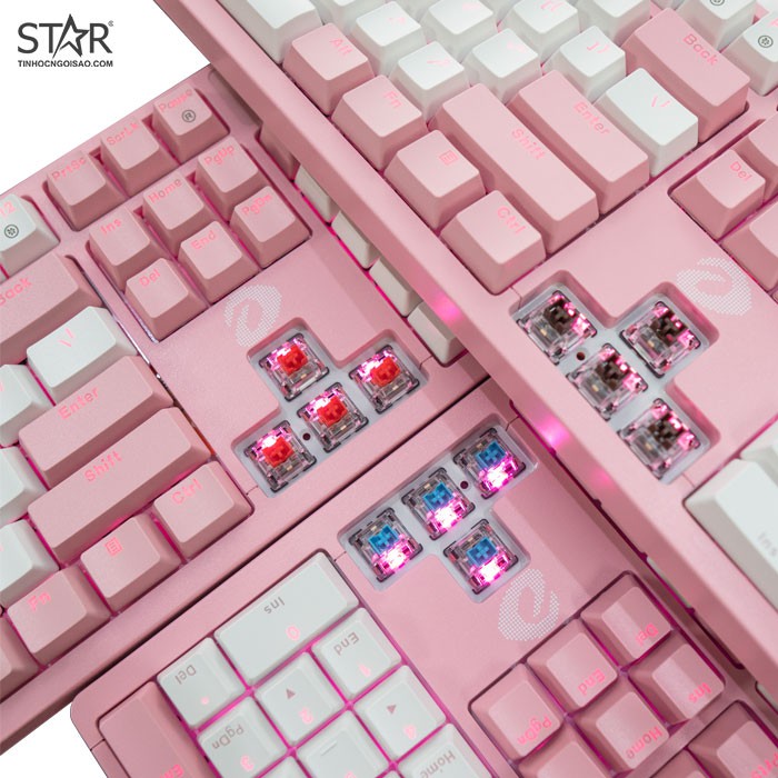 Bàn phím cơ Gaming DAREU EK1280s PINK - WHITE 104KEY PINK LED