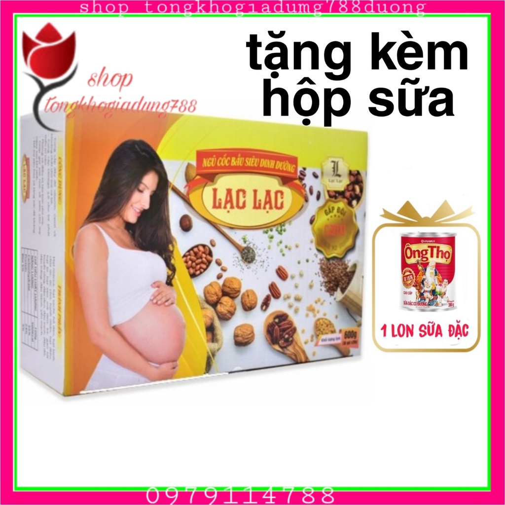 Ngũ cốc bầu Lạc Lạc siêu dinh dưỡng giảm ốm nghén ngũ cốc bà bầu lạc lạc cho mẹ và bé ( hộp 600g/30 gói)