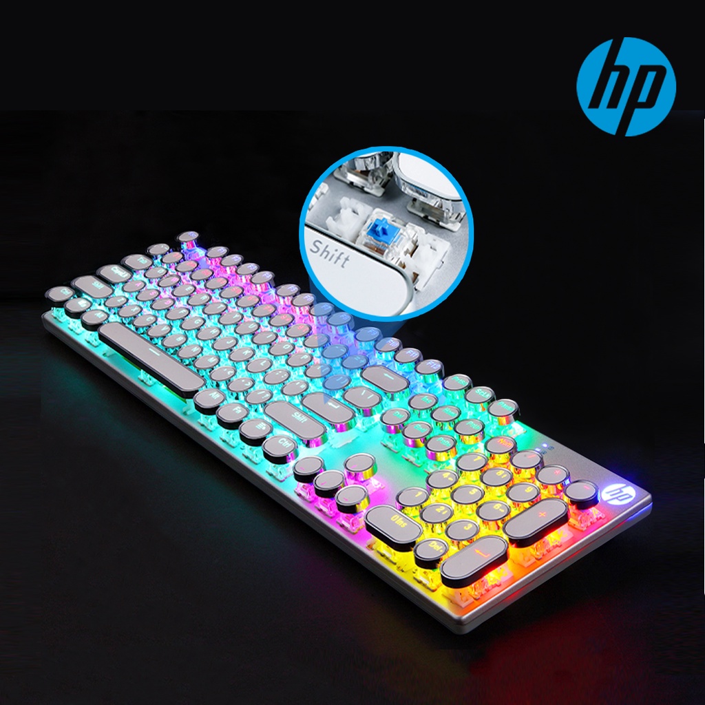 KEYCAPS tròn mạ bạc - Bộ Nút Bấm Bàn Phím cho bàn phím cơ HP GK400Y (Màu Trắng) Phím tròn mạ bạc cá tính