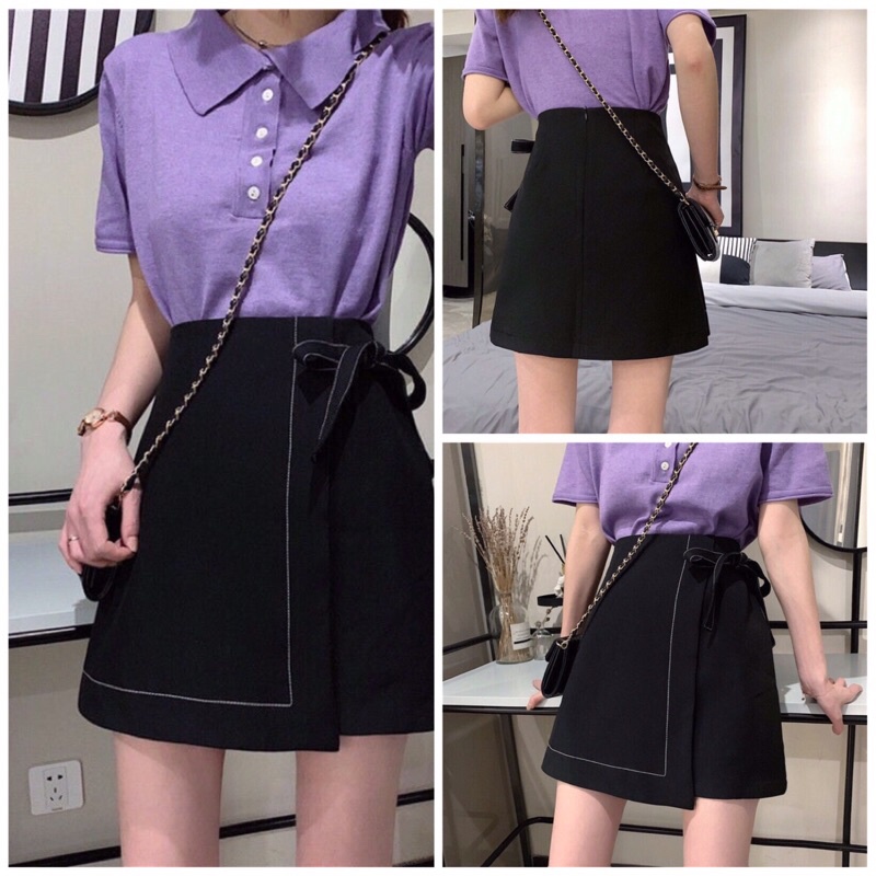 CHÂN VÁY CHỮ A VIỀN CHỈ NỔI ,CÓ NƠ QUẦN GIẢ VÁY