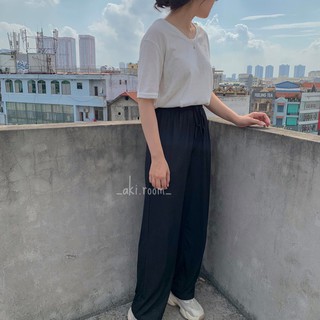 Quần suông gân cạp chun