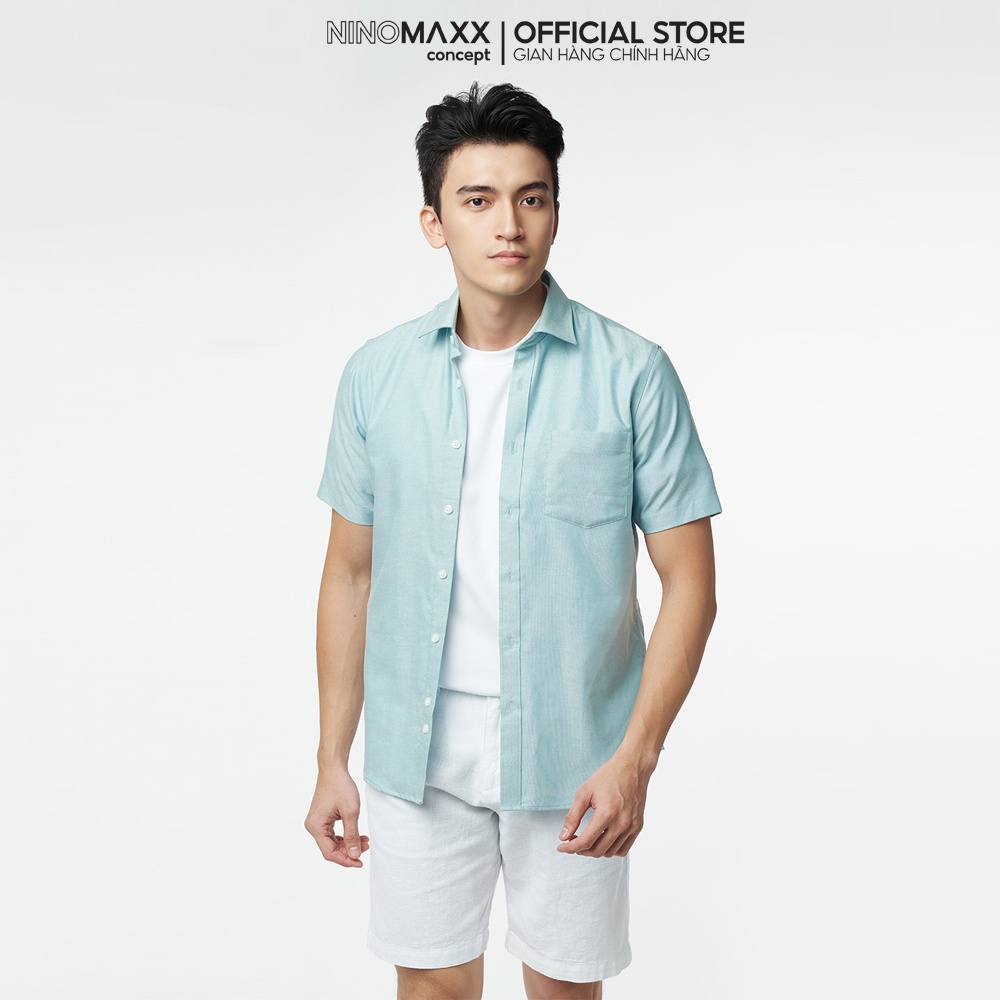 Ninomaxx Áo Sơ Mi Nam chất liệu cotton form Slim tay ngắn Fit 2105022