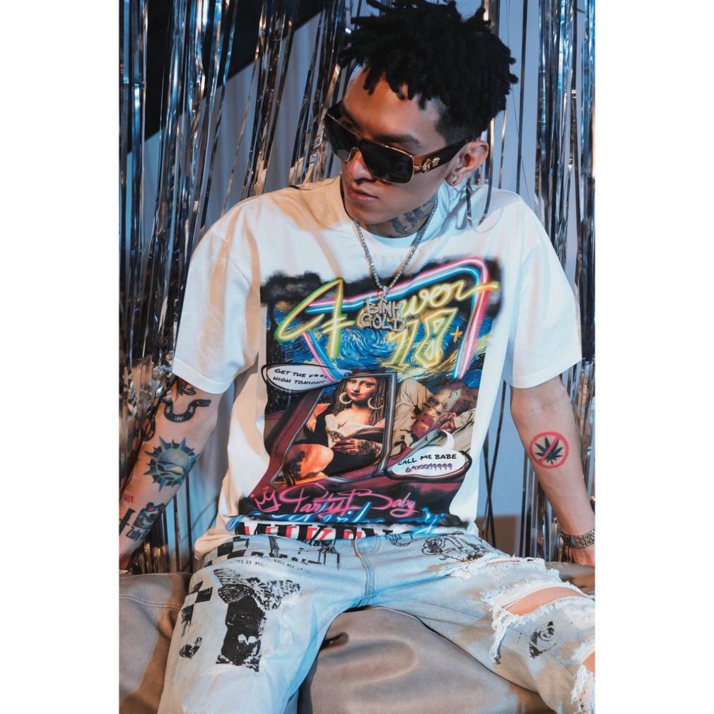 . 18iw / Áo T-Shirt unisex MIKENCO Vangogh AR TECHNOLOGY ! "