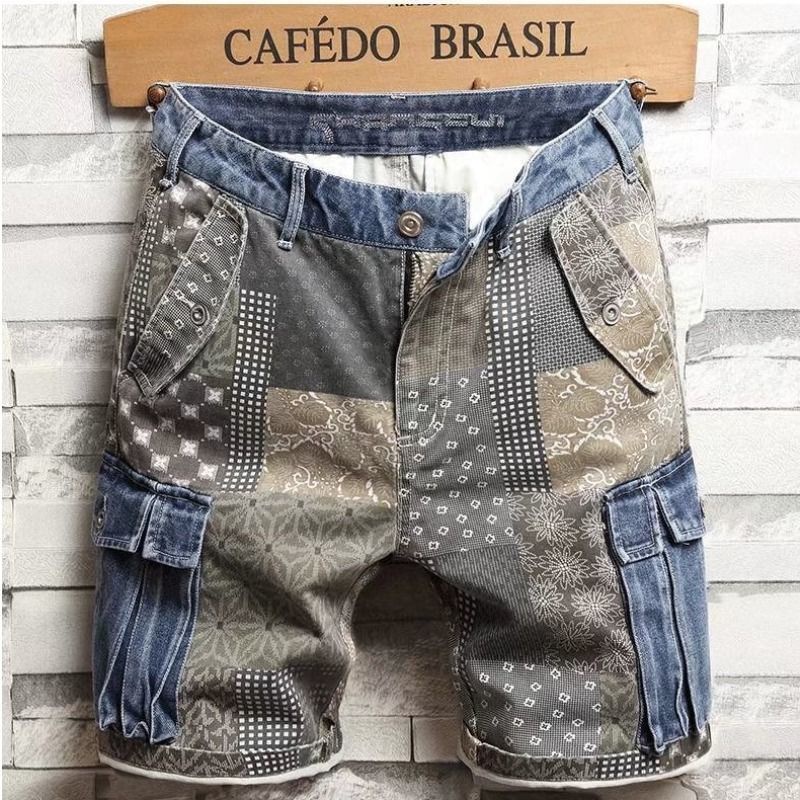 Quần Short Denim In Họa Tiết Thời Trang Cho Nam