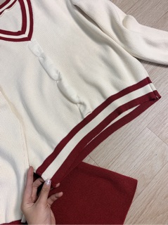 Bán sỉ set váy len + áo cổ tim